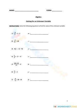 Solving for an Unknown - Level 2