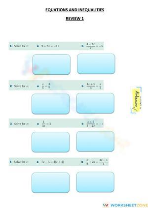 Equation Review and Practice Worksheet