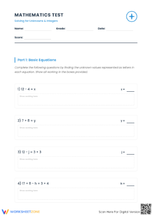 7.EE.B.4 Worksheet: Algebra & Integers — Grade 7 Ready