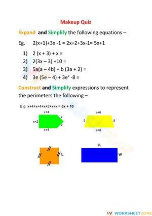 Expand and Simplify Expressions Worksheet
