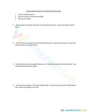 Problem-Solving with Variable Equations