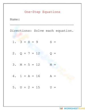 One Step Equation Day 3