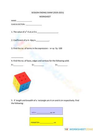 Maths Class 7 Worksheet