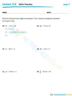 7 Skills Practice Worksheet