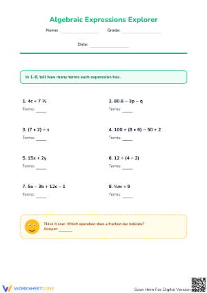 Essential Algebraic Expressions Practice | Grade 6 Math