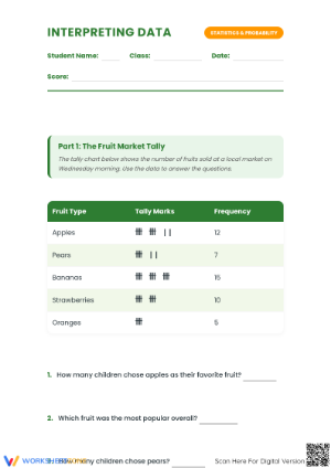 Essential Tally Chart Data Analysis Worksheet | Grade 4-8