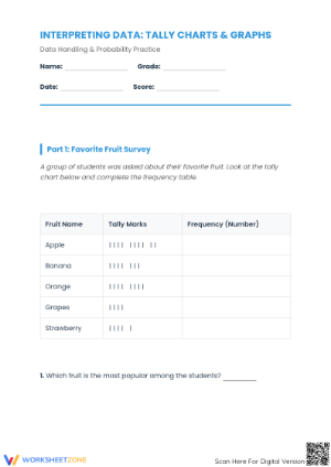 Printable Tally Charts and Bar Graphs Worksheet | Grade 4-8