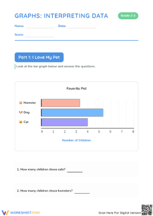 Grade 1-2 Graphs — Printable No-Prep Math Worksheet