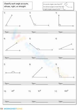 Classifying Angles Worksheet