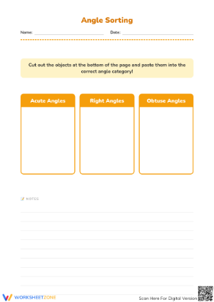 Essential Angle Sorting Worksheet | Grade 4 Math
