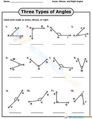 Acute, Obtuse, and Right Angles