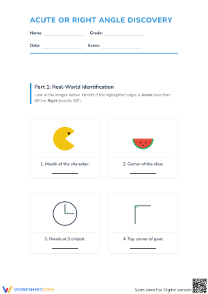Essential Acute & Right Angle Worksheet | Grades 3-5