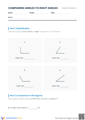 Essential Angle Comparison Worksheet | Grades 6-8 Math