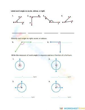 Classifying and Measuring Angles Worksheet