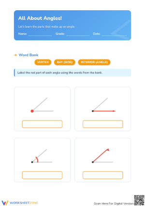 Essential Parts of an Angle Worksheet | Grade 4 Aligned