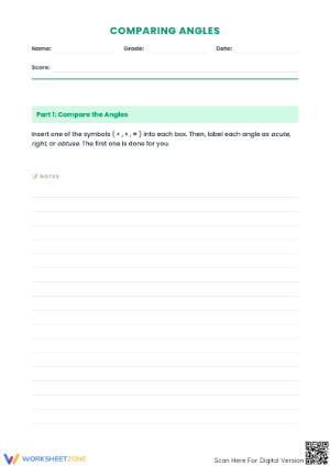 Grade 4 Comparing Angles — Printable No-Prep Worksheet
