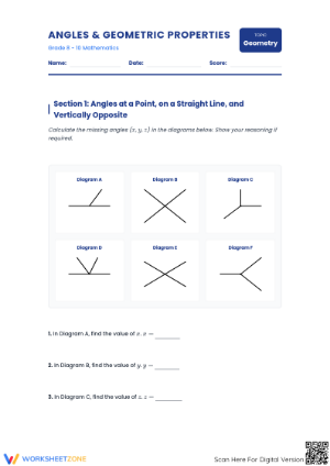 Essential Angles and Geometric Properties Worksheet