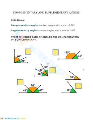 Complementary and Supplementary angles
