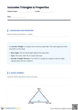 Essential Isosceles Triangles Worksheet | Grade 8 Math