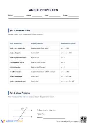 Angle Properties Worksheet | Grade 7-9 Essential Math