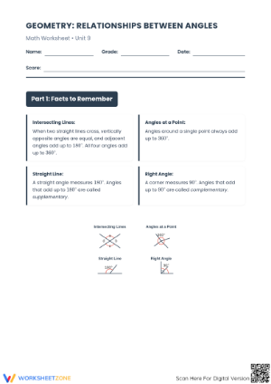 Missing Angles Worksheet | Grade 7 Essential Math