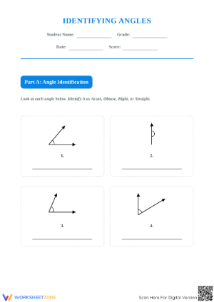 Essential Identifying and Naming Angles Worksheet | Grade 4