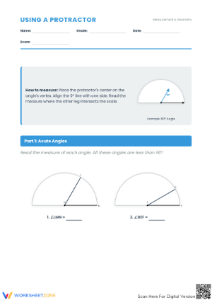 Essential Using a Protractor Worksheet | Grade 5-7 Math