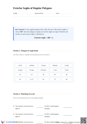 Essential Exterior Angles of Regular Polygons Worksheet