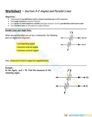Angles in Parallel Lines