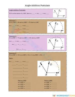 Angle Addition Postulate Notes
