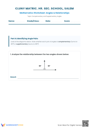Essential Complementary & Supplementary Angles Worksheet
