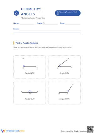 Essential Angles Worksheet | Grade 5 Geometry Printable