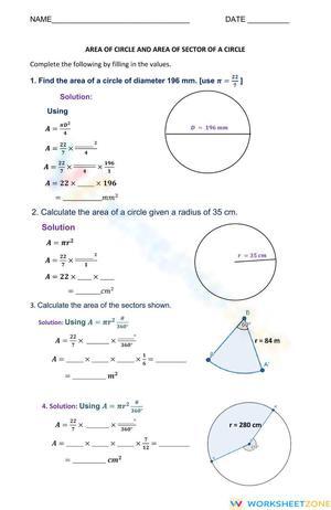 Area of Circle and Sectors