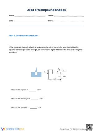 Area of Compound Shapes Worksheet | Grade 6-8 Essential