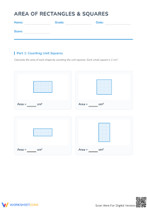 Area of Rectangles and Squares: Essential Grade 4 Worksheet