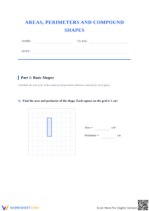 Printable Area of Composite Figures Worksheet | Grade 6
