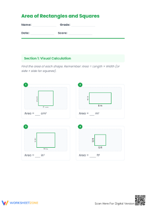 Area of rectangles and squares