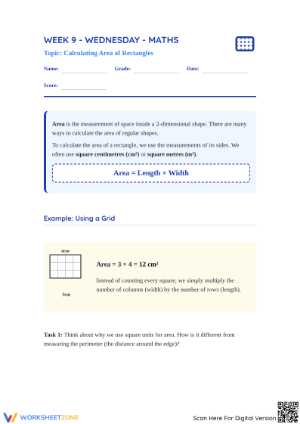 Calculating Area Worksheet: Grade 4 Essential Math Printable