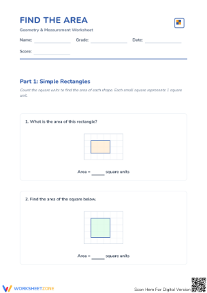 Find the Area Essential Math Worksheet | Grade 3-4