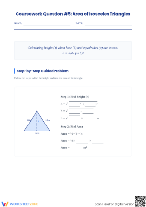Essential Isosceles Triangle Area Worksheet | Grade 9-12