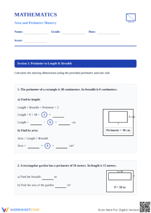 Area and Perimeter Mastery Worksheet | Grade 6 Printable
