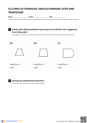 Essential Area of Triangles and Quadrilaterals Worksheet