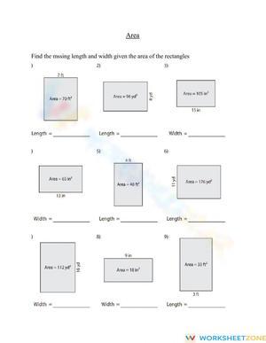 Area - missing length and width