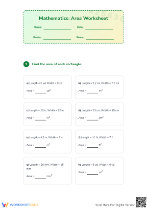 Area Worksheet