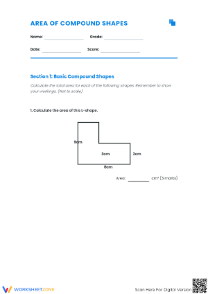 Essential Area of Compound Shapes Worksheet | Grades 4-6
