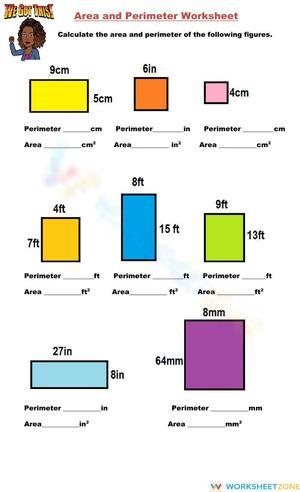 Area and Perimeter Calculation Practice Worksheet