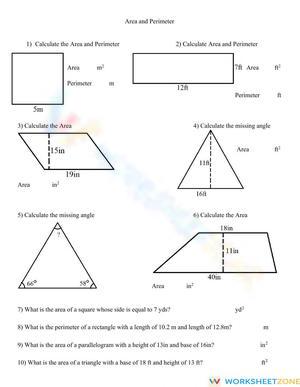 Calculating Area And Perimeter Of Geometric Shapes