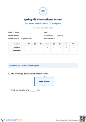Essential Grade 6 Math Assessment: Area and Percentages