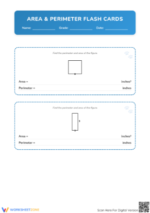 Printable Area and Perimeter Flash Cards | Grade 4-5 Math