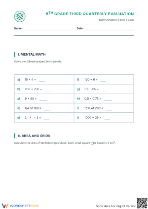6.G.A.1 Worksheet: Complete Area & Perimeter Grade 5 Exam